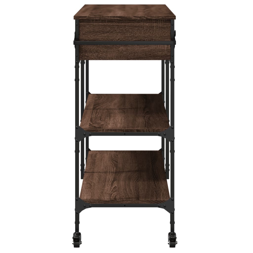 Chariot de cuisine chêne marron 105x42x95 cm bois d'ingénierie - XIOS
