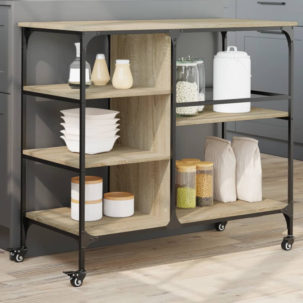Chariot de cuisine chêne sonoma 100x45x89,5cm bois d'ingénierie