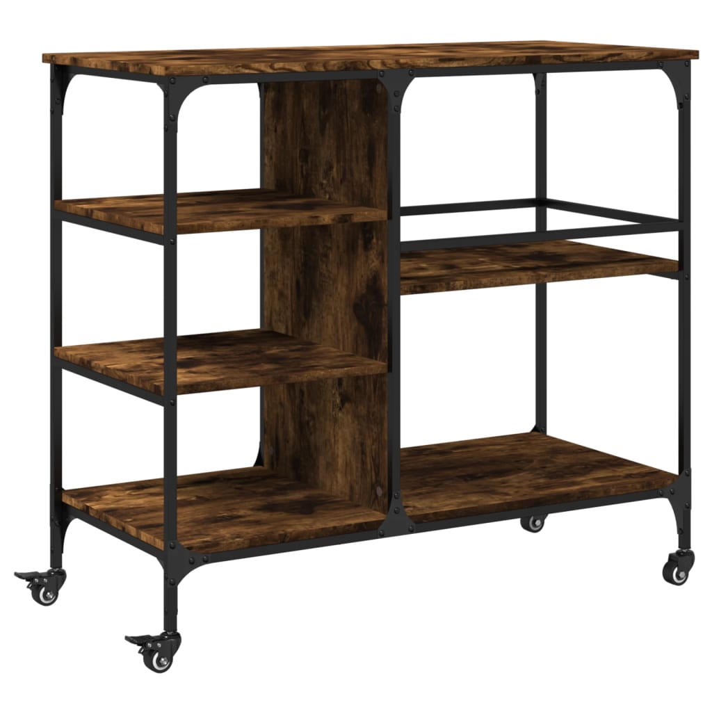 Chariot de cuisine chêne fumé 100x45x89,5 cm bois d'ingénierie - XIOS