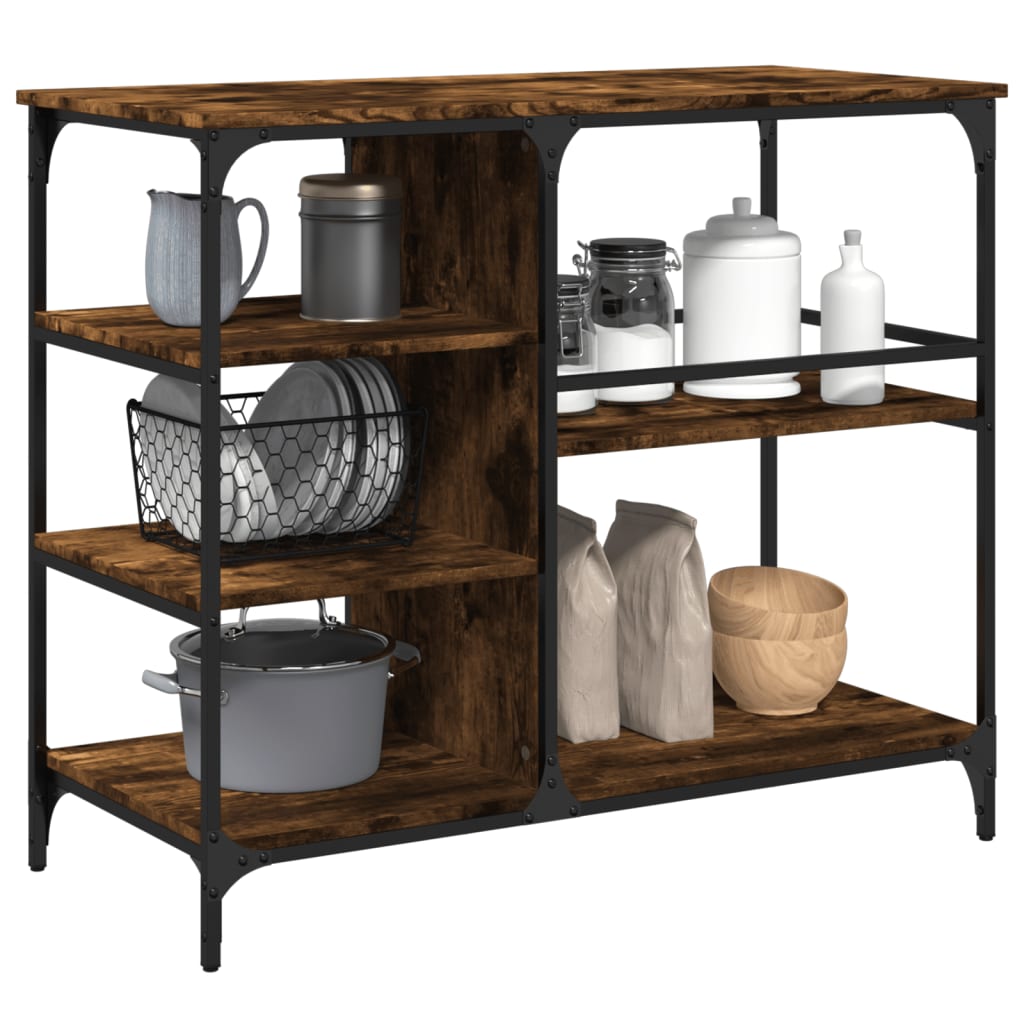 Chariot de cuisine chêne fumé 100x45x89,5 cm bois d'ingénierie - XIOS
