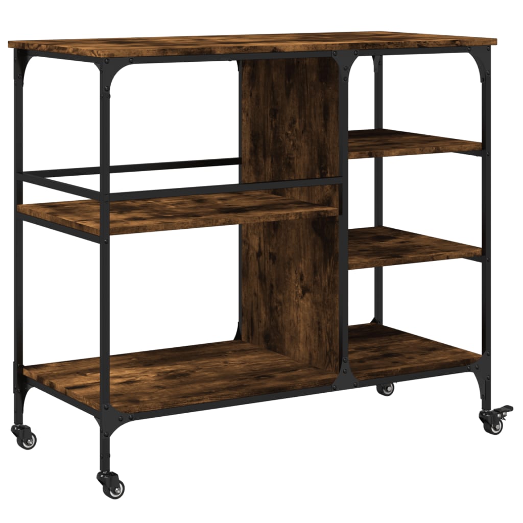 Chariot de cuisine chêne fumé 100x45x89,5 cm bois d'ingénierie - XIOS