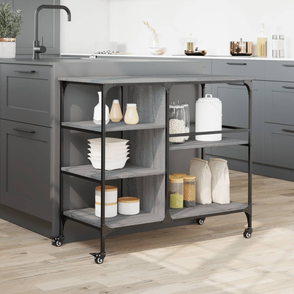 Chariot de cuisine sonoma gris 100x45x89,5 cm bois d'ingénierie - XIOS