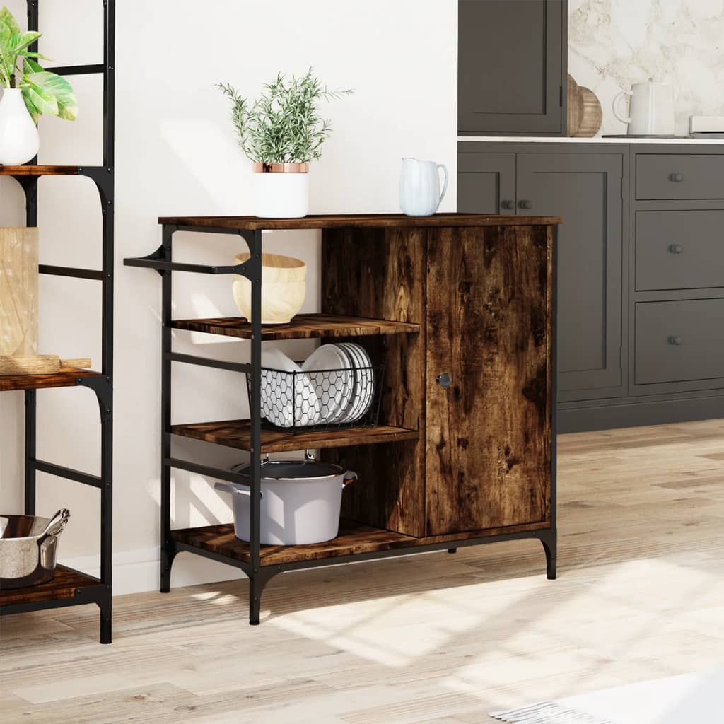 Chariot de cuisine chêne fumé 87,5x38,5x84,5 cm bois ingénierie - XIOS