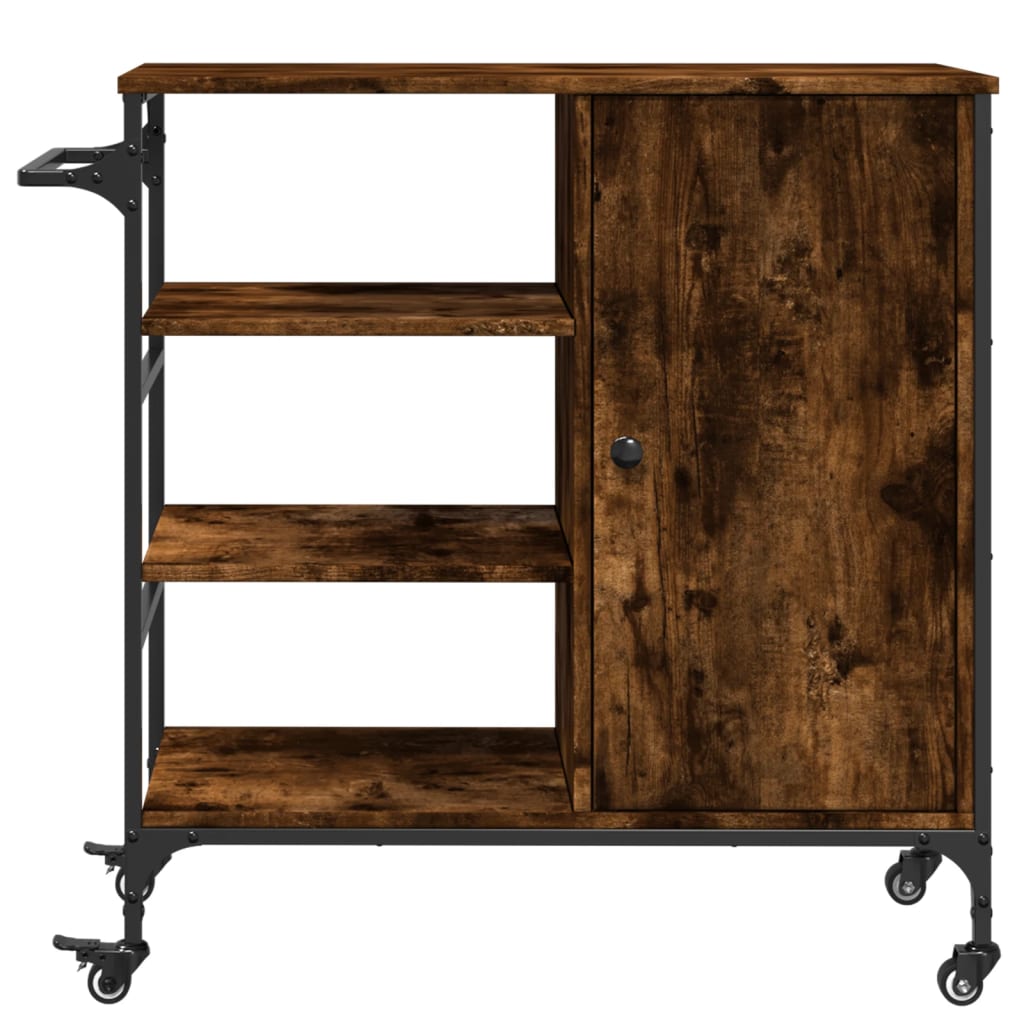 Chariot de cuisine chêne fumé 87,5x38,5x84,5 cm bois ingénierie - XIOS