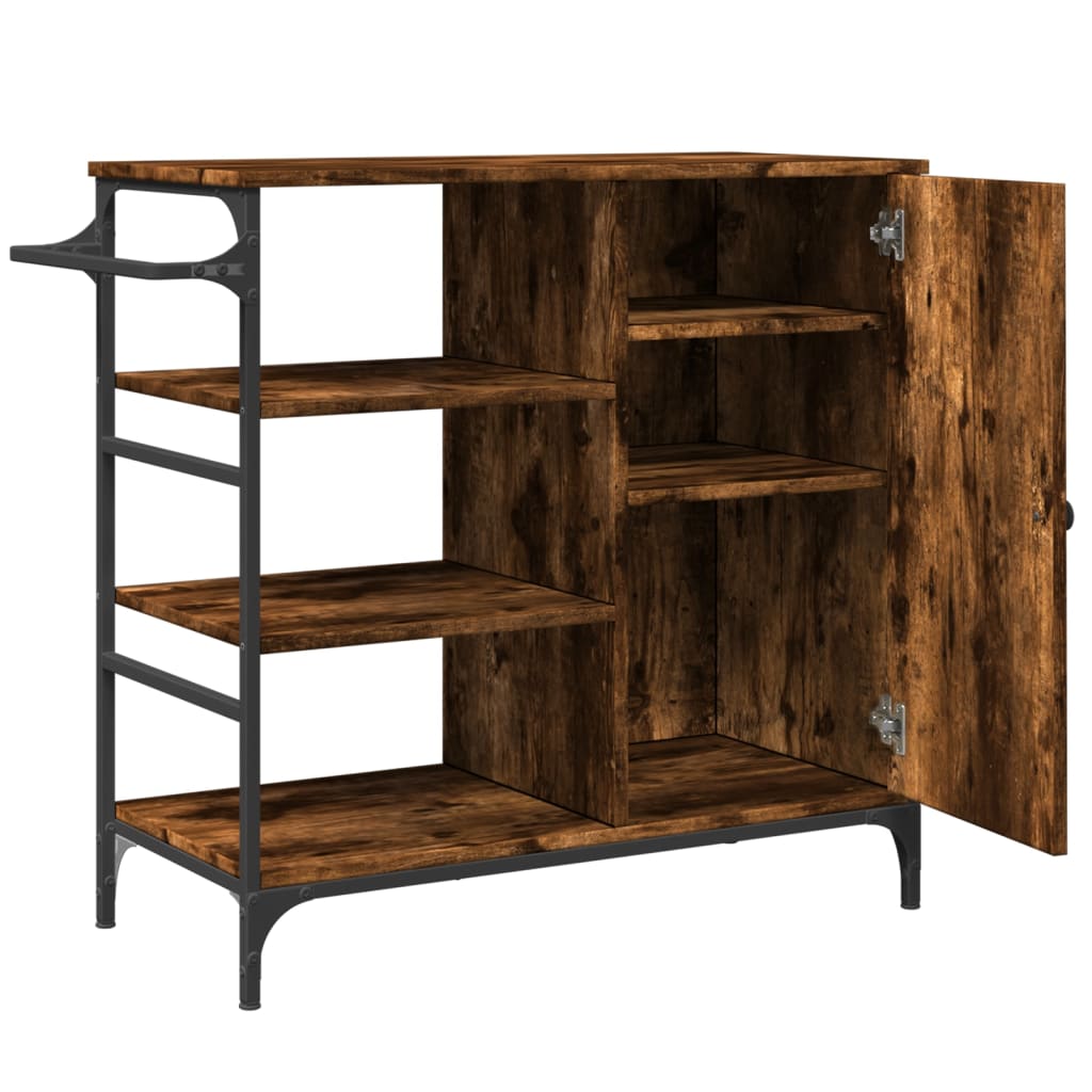 Chariot de cuisine chêne fumé 87,5x38,5x84,5 cm bois ingénierie - XIOS