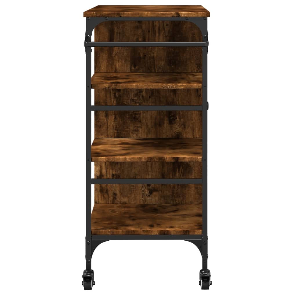 Chariot de cuisine chêne fumé 87,5x38,5x84,5 cm bois ingénierie - XIOS