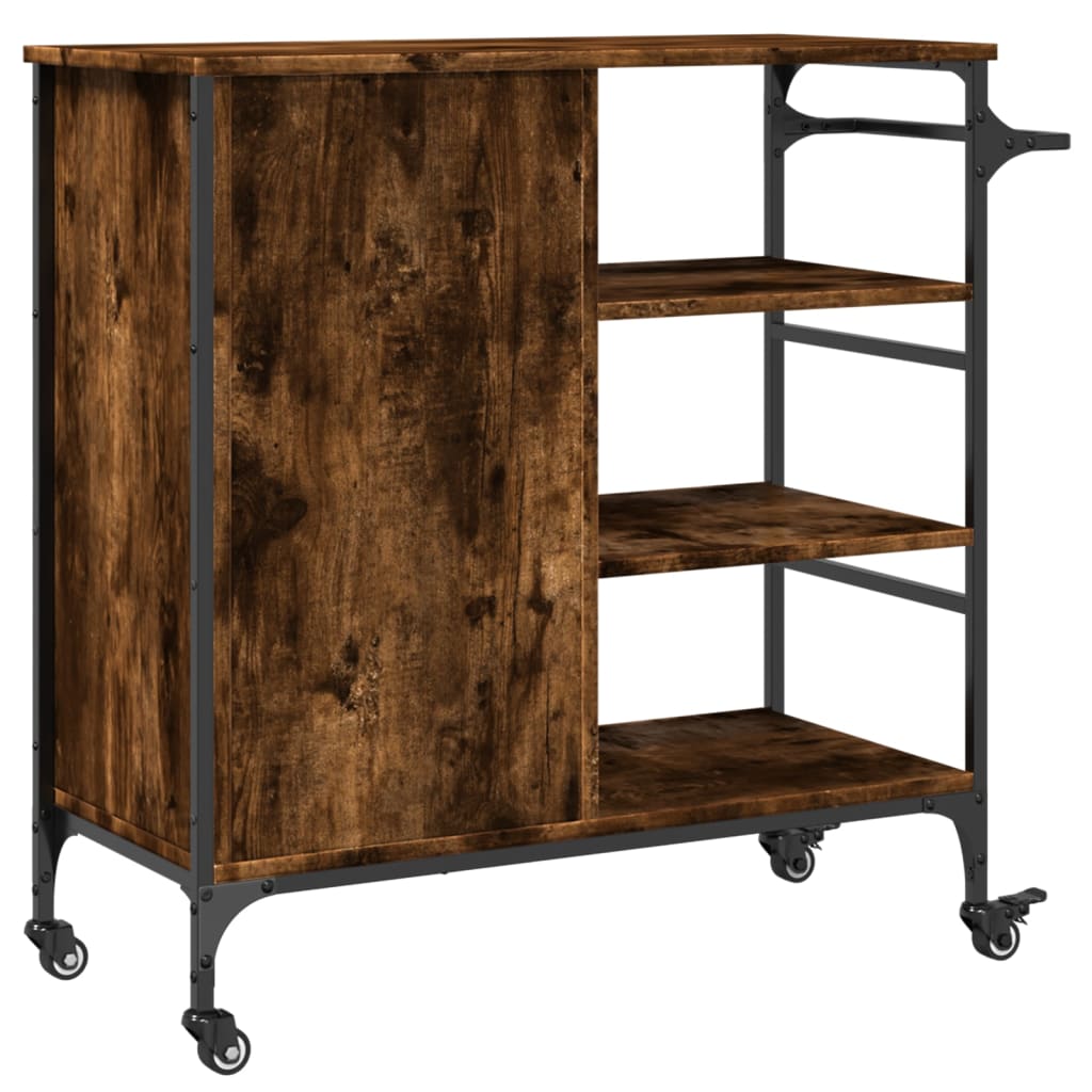Chariot de cuisine chêne fumé 87,5x38,5x84,5 cm bois ingénierie - XIOS