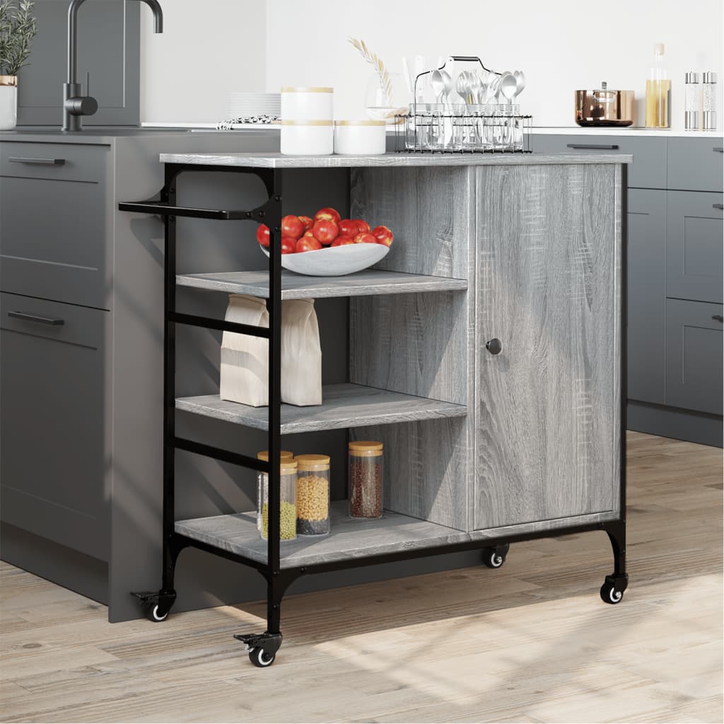 Chariot de cuisine sonoma gris 87,5x38,5x84,5cm bois ingénierie - XIOS