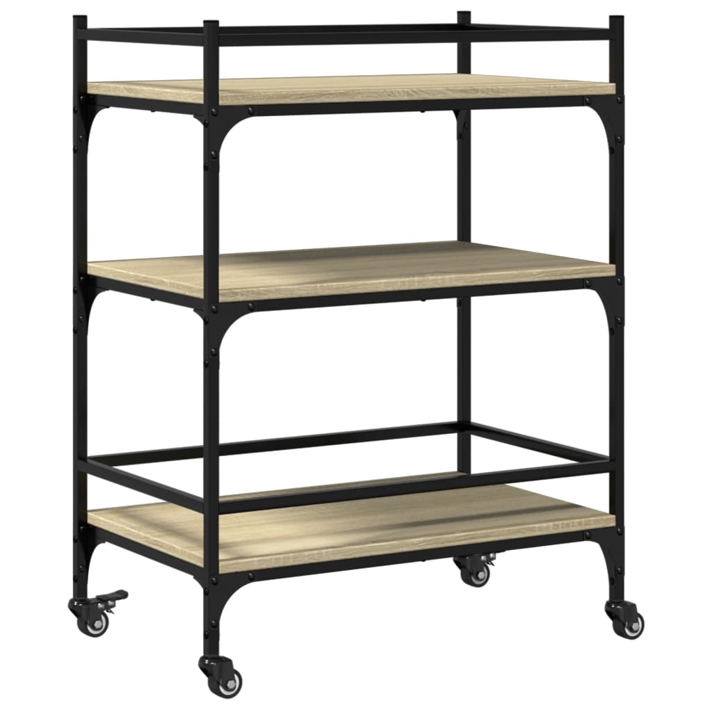 Chariot de cuisine chêne sonoma 65x40x86,5 cm bois d'ingénierie - XIOS