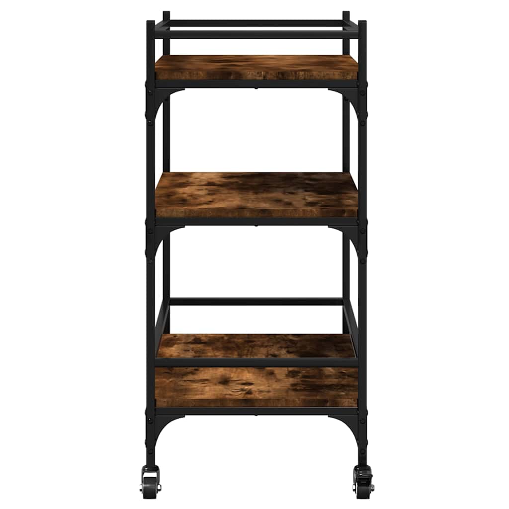 Chariot de cuisine chêne fumé 65x40x86,5 cm bois d'ingénierie - XIOS