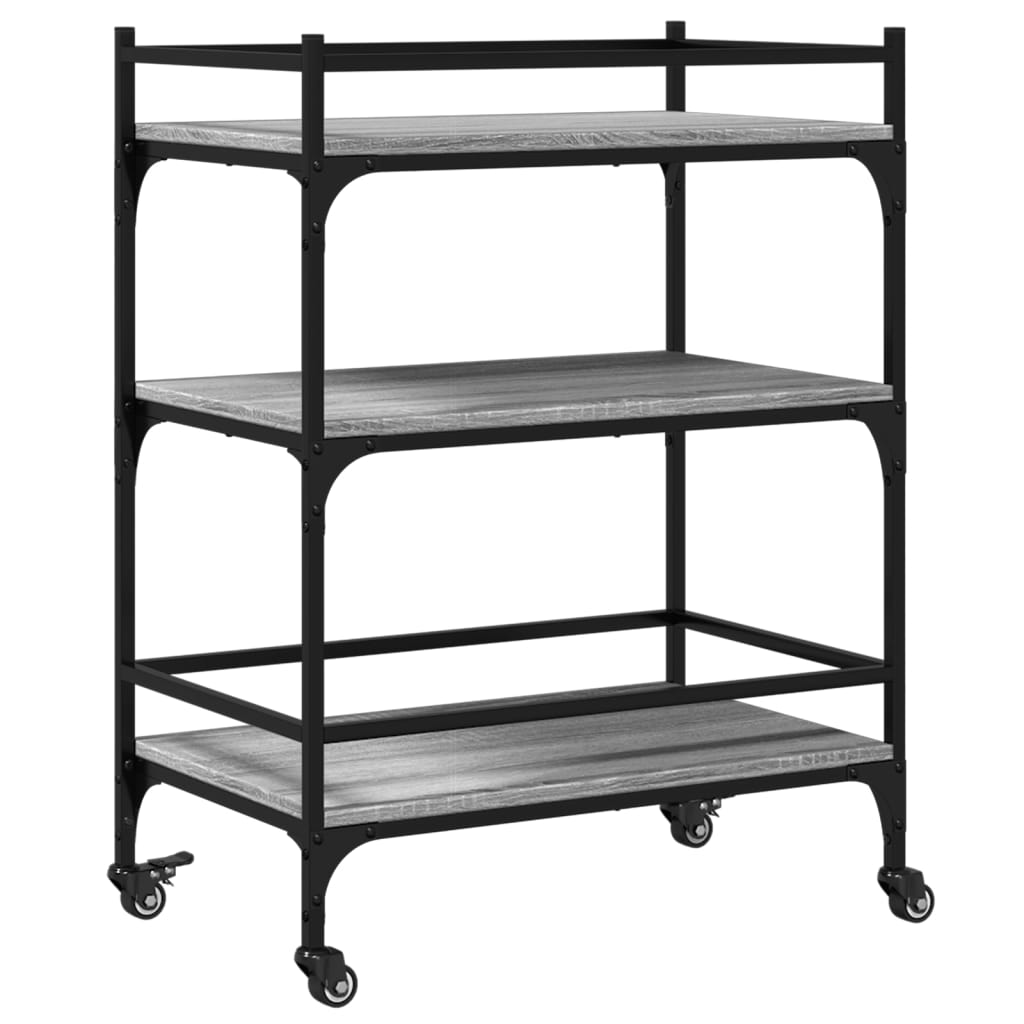 Chariot de cuisine sonoma gris 65x40x86,5 cm bois d'ingénierie - XIOS