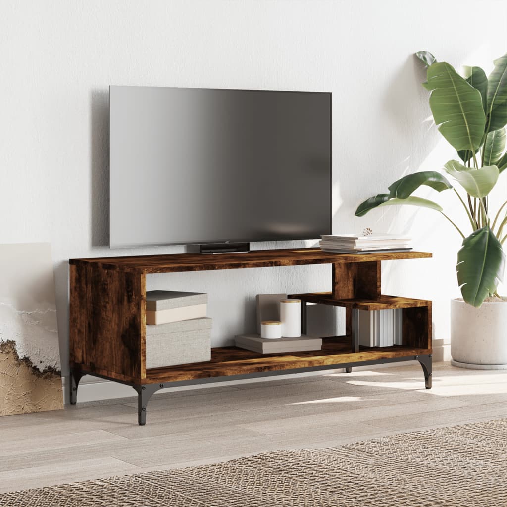 Meuble TV chêne fumé bois ingénierie et acier enduit de poudre - XIOS