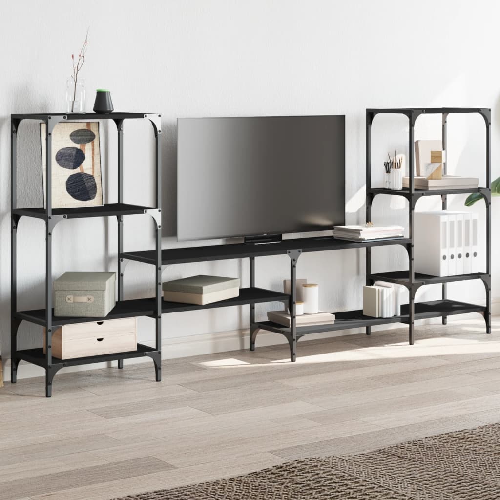 Meuble TV noir 206,5x28,5x95 cm Bois d'ingénierie - XIOS