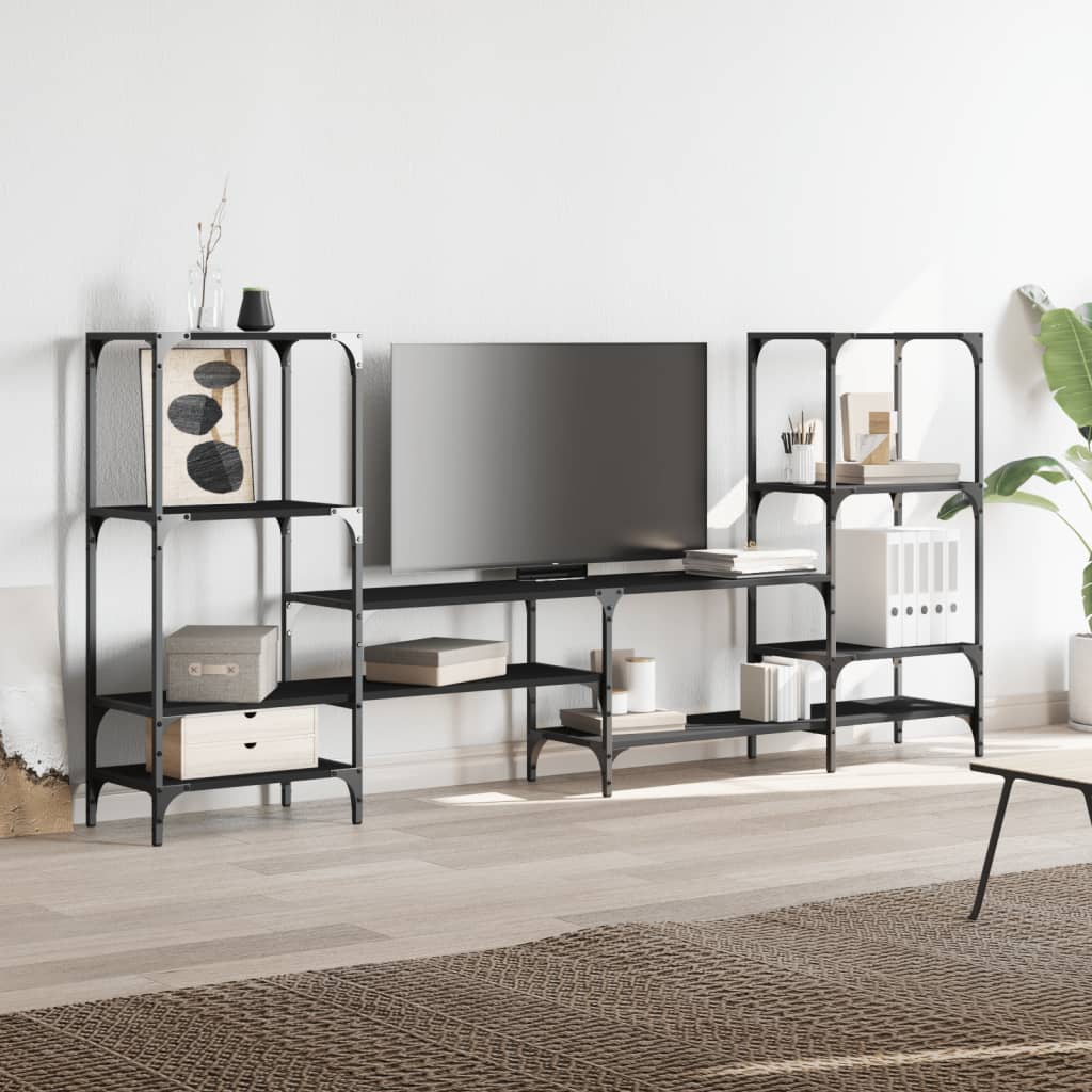 Meuble TV noir 206,5x28,5x95 cm Bois d'ingénierie - XIOS