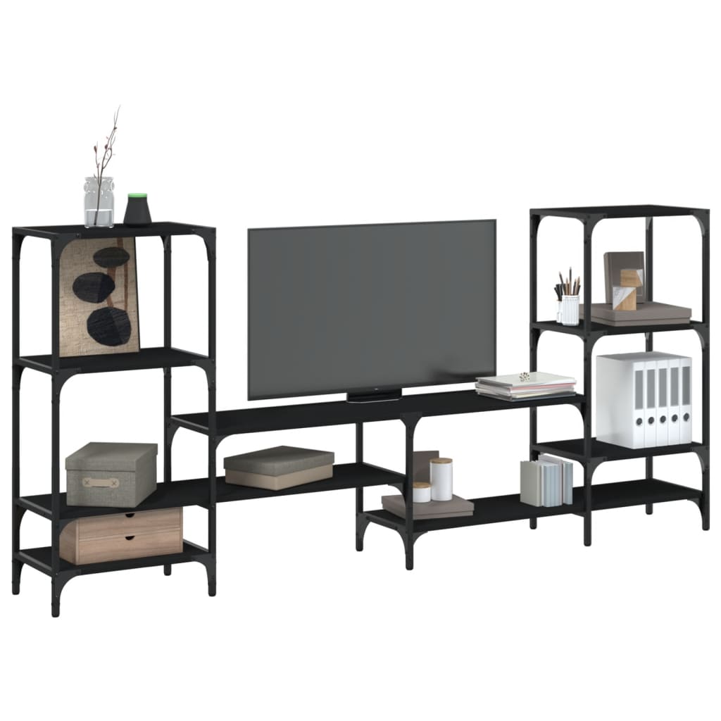 Meuble TV noir 206,5x28,5x95 cm Bois d'ingénierie - XIOS
