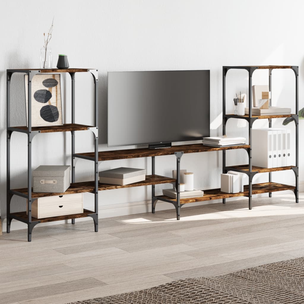 Meuble TV chêne fumé 206,5x28,5x95 cm bois d'ingénierie - XIOS