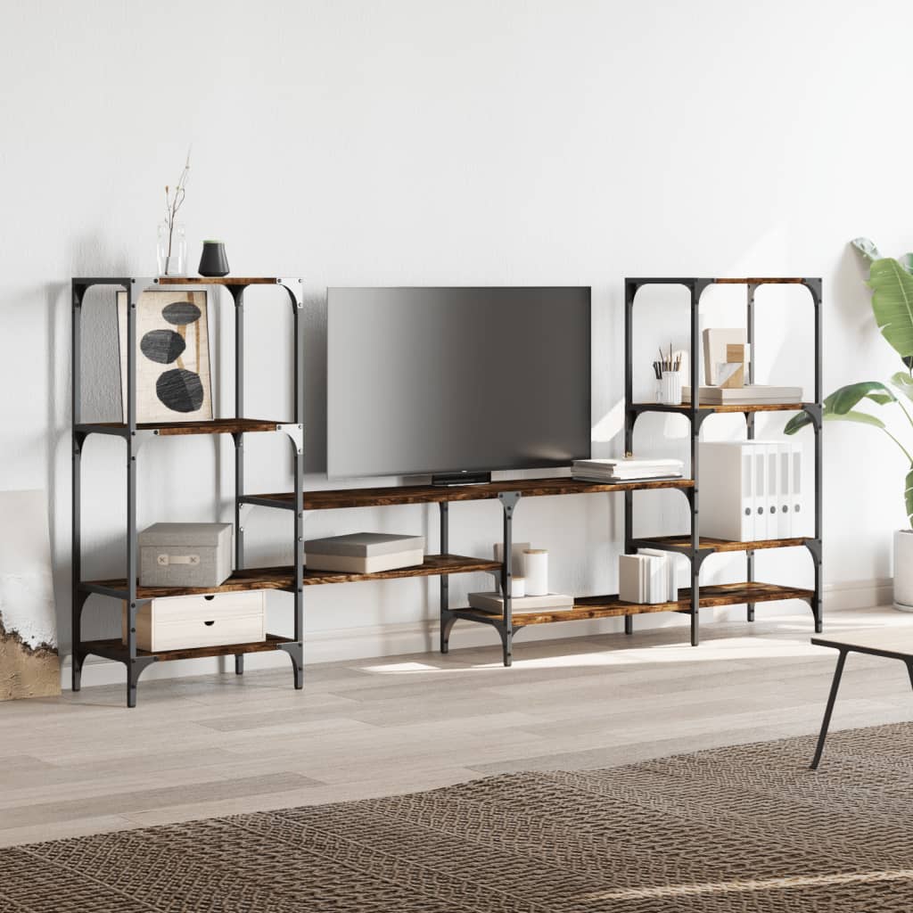 Meuble TV chêne fumé 206,5x28,5x95 cm bois d'ingénierie - XIOS