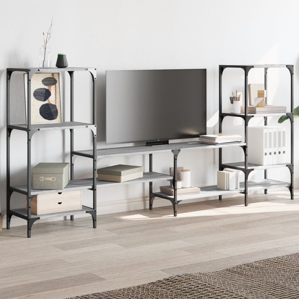 Meuble TV sonoma gris 206,5x28,5x95 cm bois d'ingénierie - XIOS