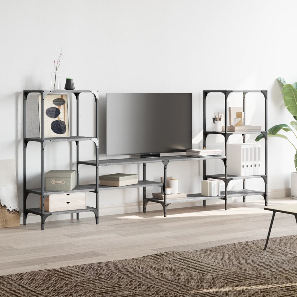 Meuble TV sonoma gris 206,5x28,5x95 cm bois d'ingénierie - XIOS