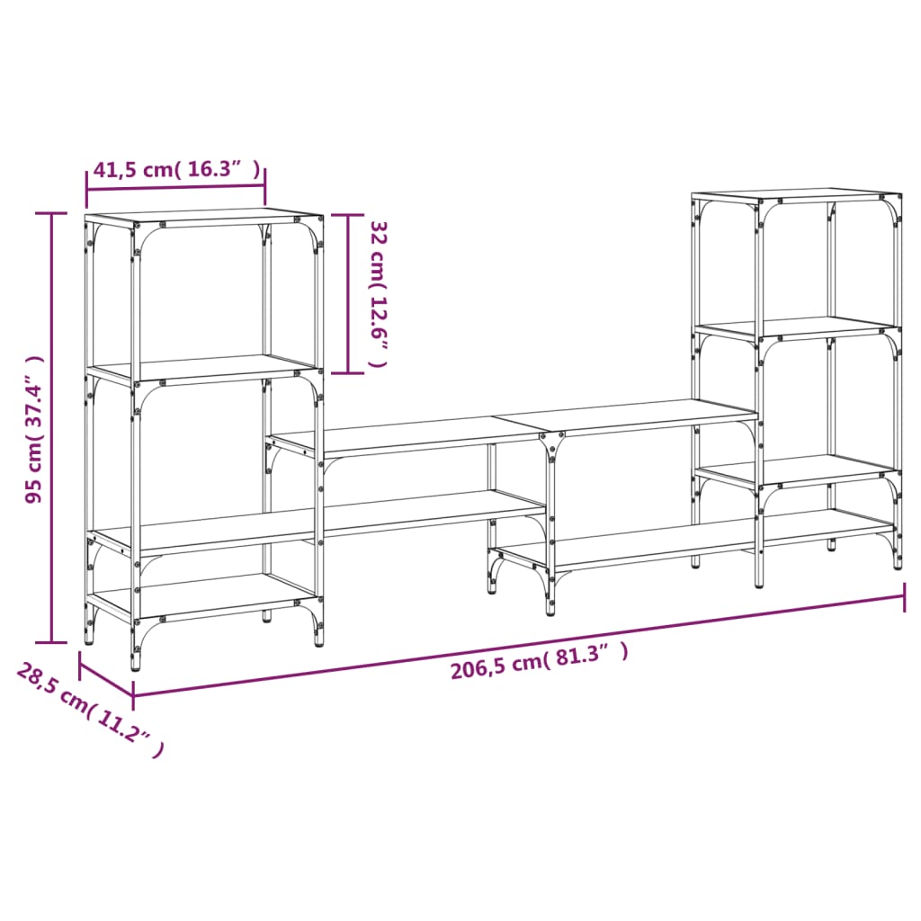 Meuble TV chêne marron 206,5x28,5x95 cm bois d'ingénierie - XIOS