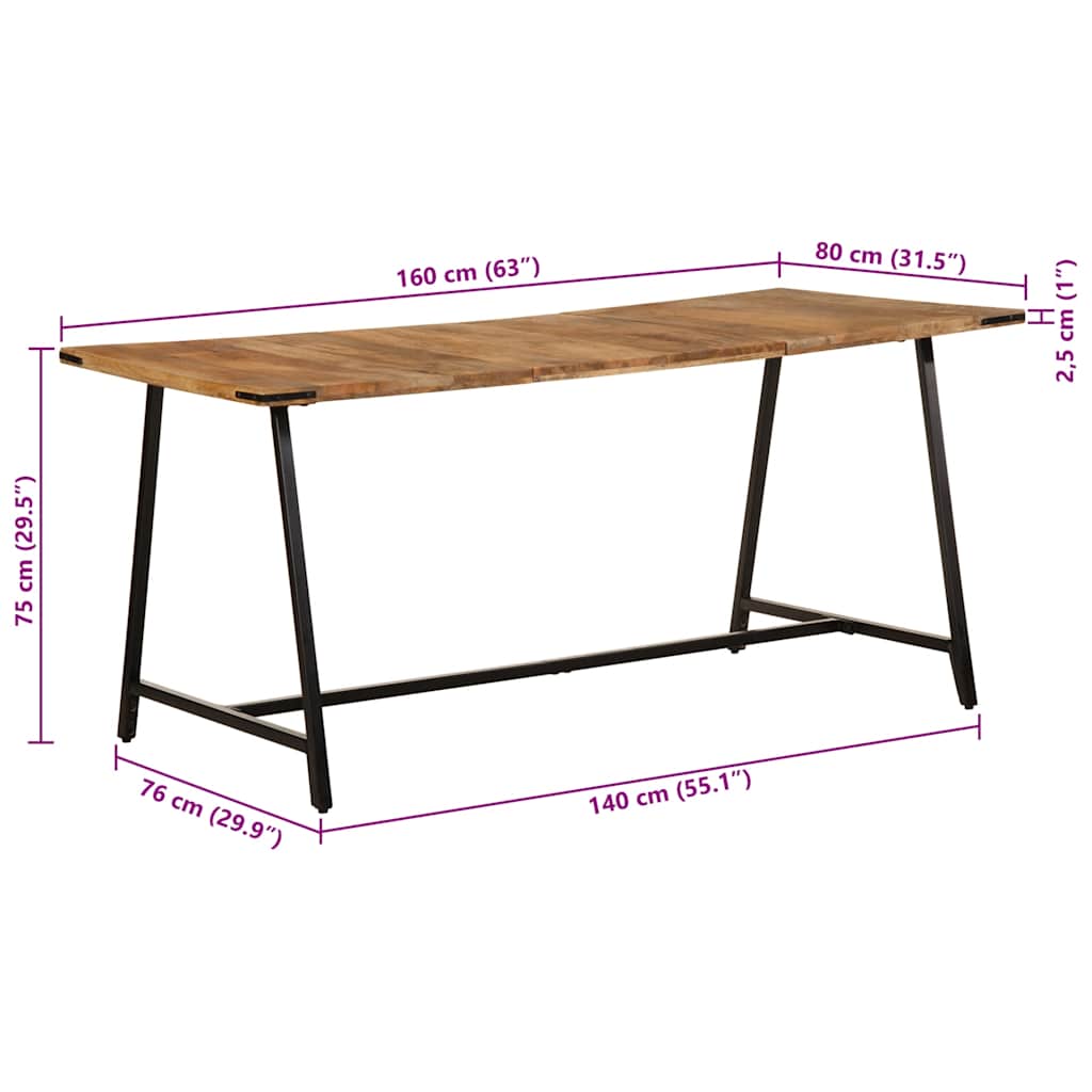 Table à manger 160x80x75 cm bois de manguier massif - XIOS