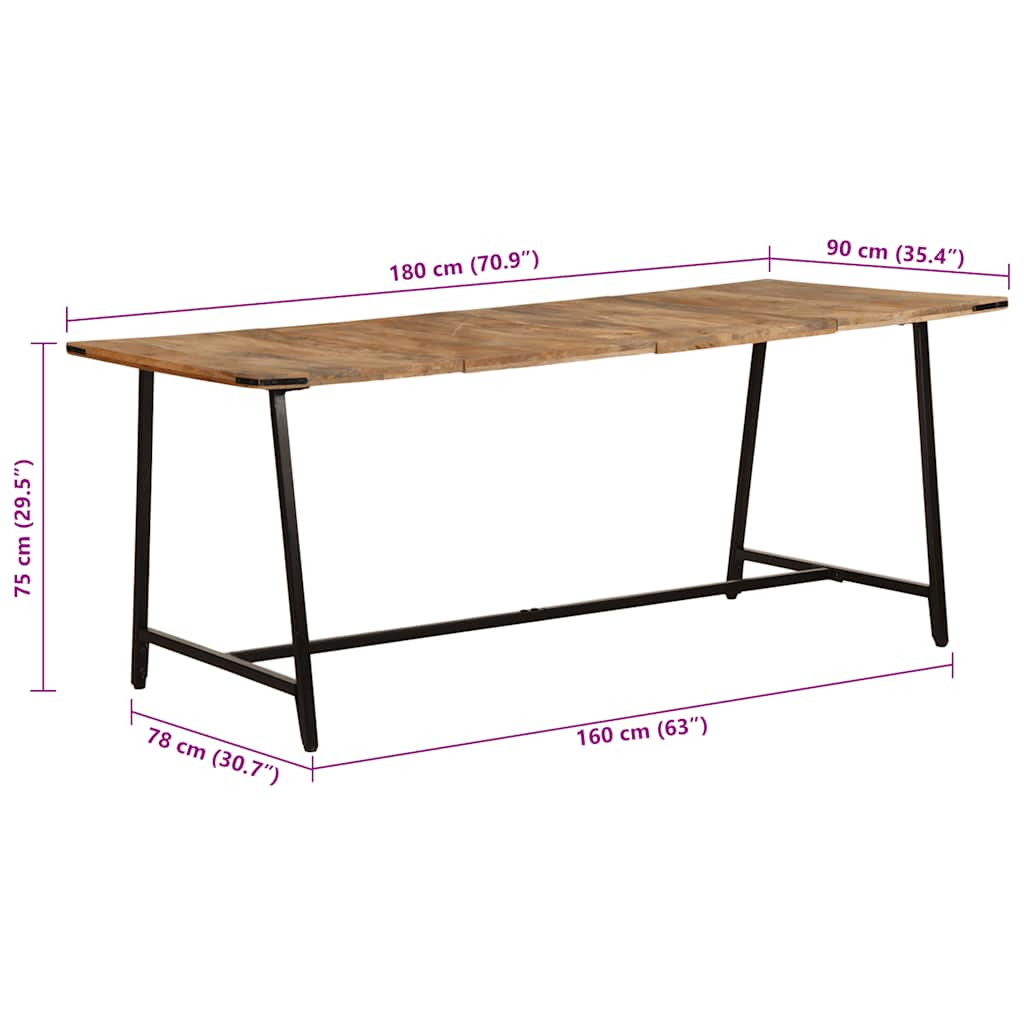 Table à dîner 180x90x75 cm bois de manguier massif - XIOS