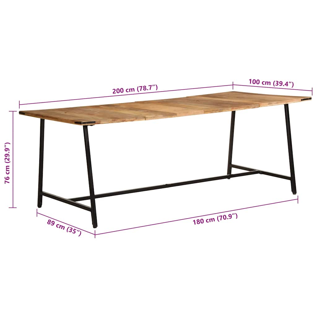 Table à manger 200x100x75 cm bois de manguier massif - XIOS