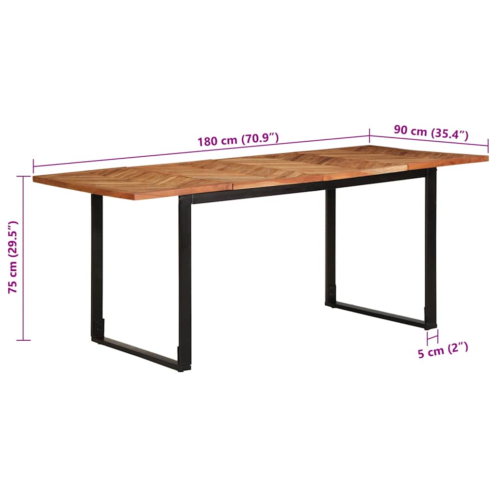 Table à manger 180x90x75 cm bois massif d'acacia - XIOS