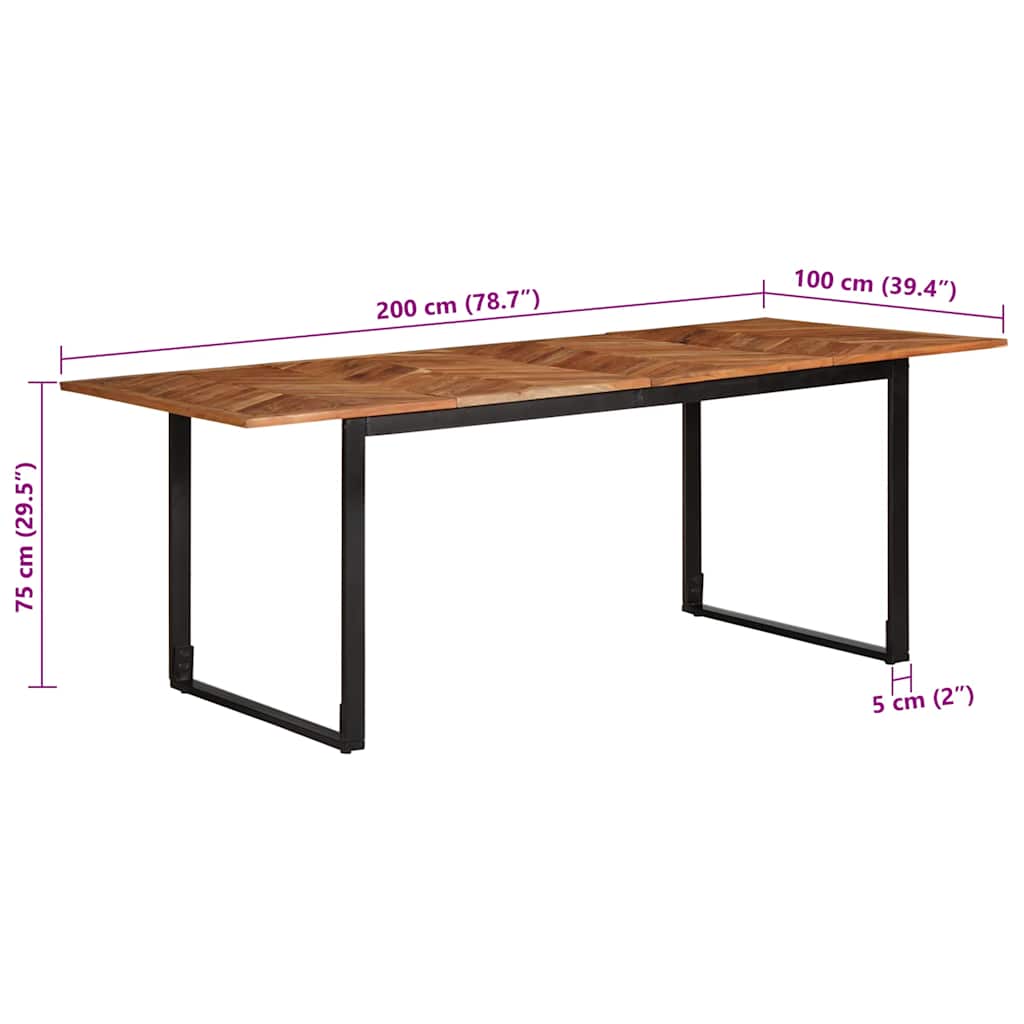 Table à manger 200x100x75 cm bois massif d'acacia