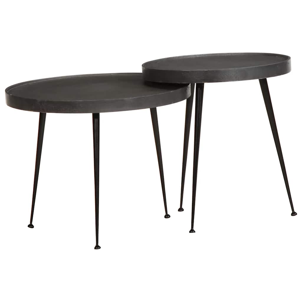 Table basse 2 pcs en bois d'ingénierie noir - XIOS