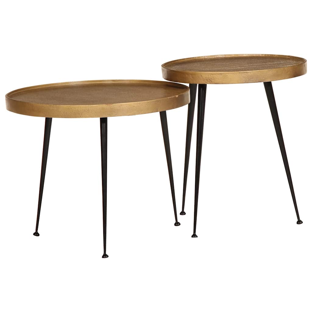 Table basse 2 pcs en bois d'ingénierie doré - XIOS