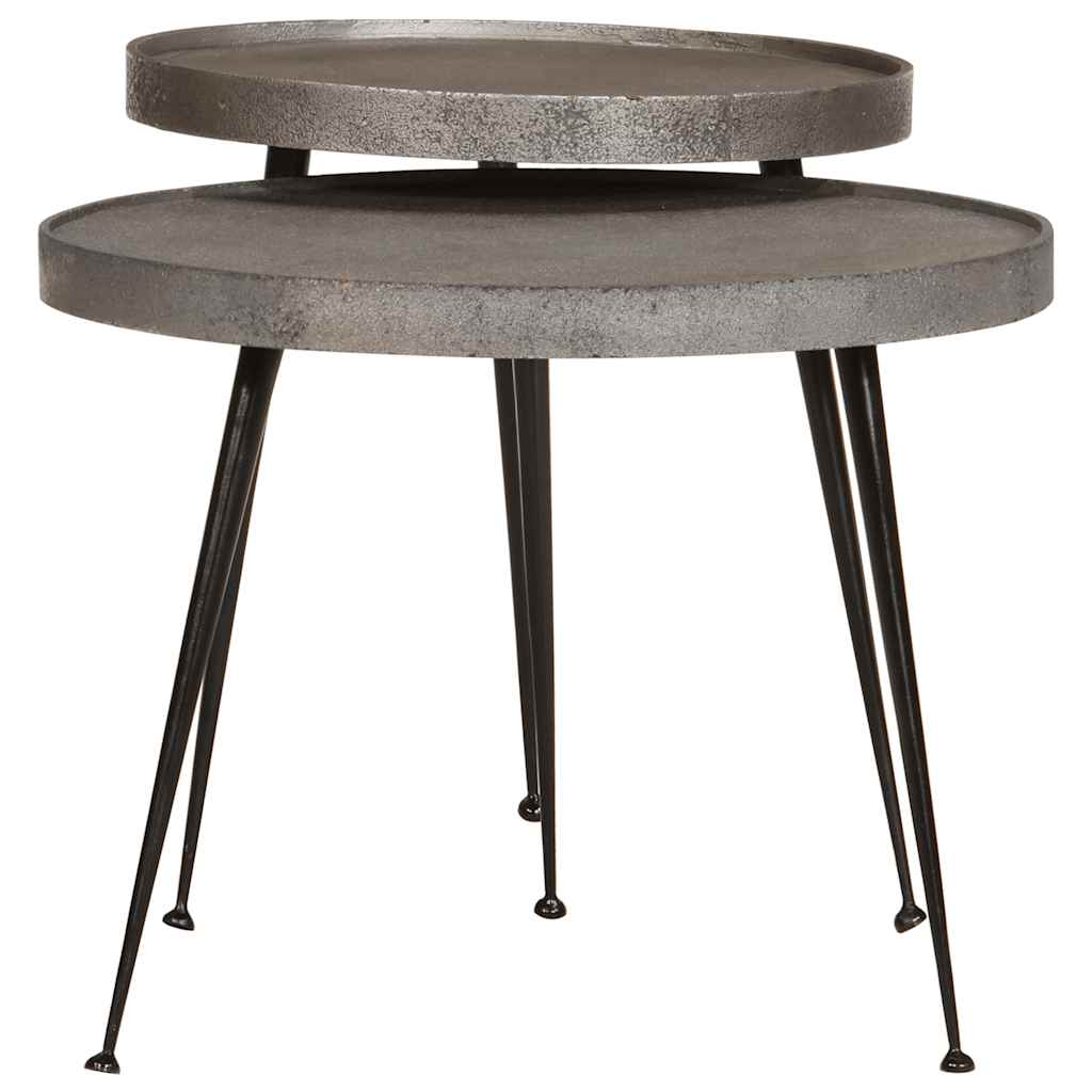 Table basse 2 pcs en bois composite argenté - XIOS