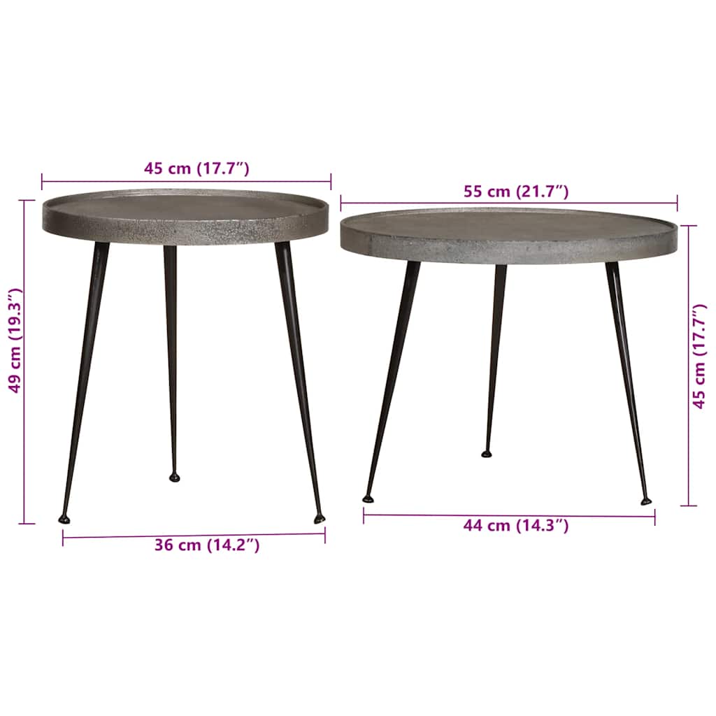 Table basse 2 pcs en bois composite argenté - XIOS