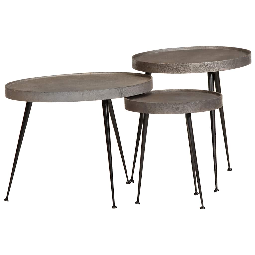 Table basse 3 pcs en bois composite argenté - XIOS