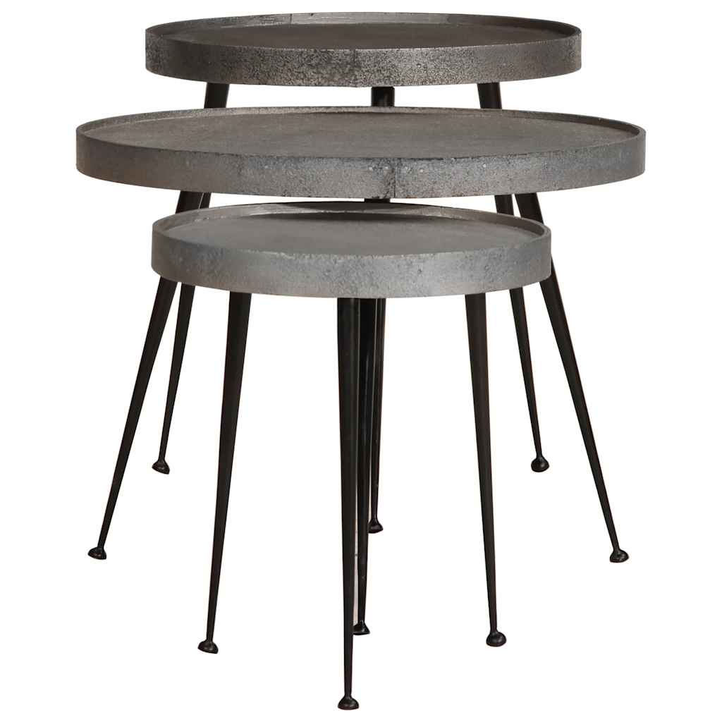 Table basse 3 pcs en bois composite argenté - XIOS