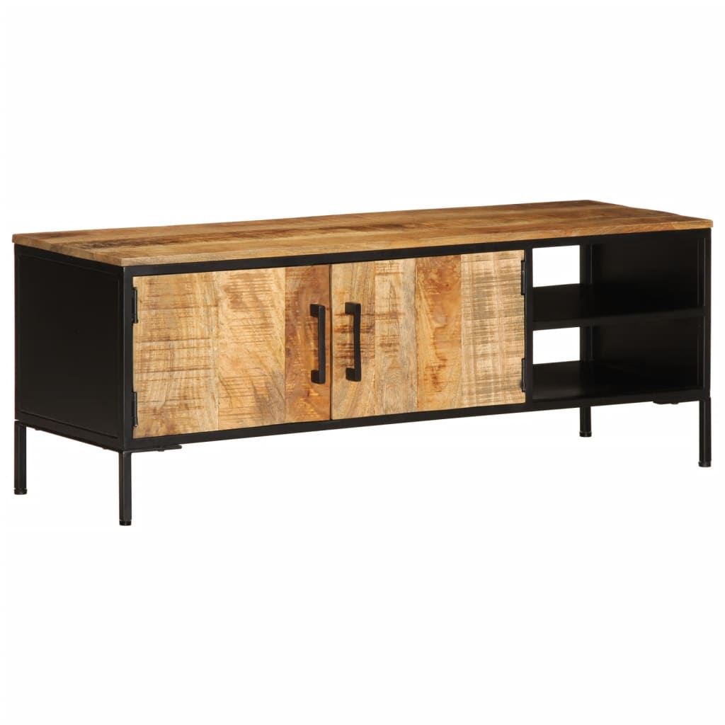 Meuble TV 110x35x40 cm bois massif de manguier brut - XIOS
