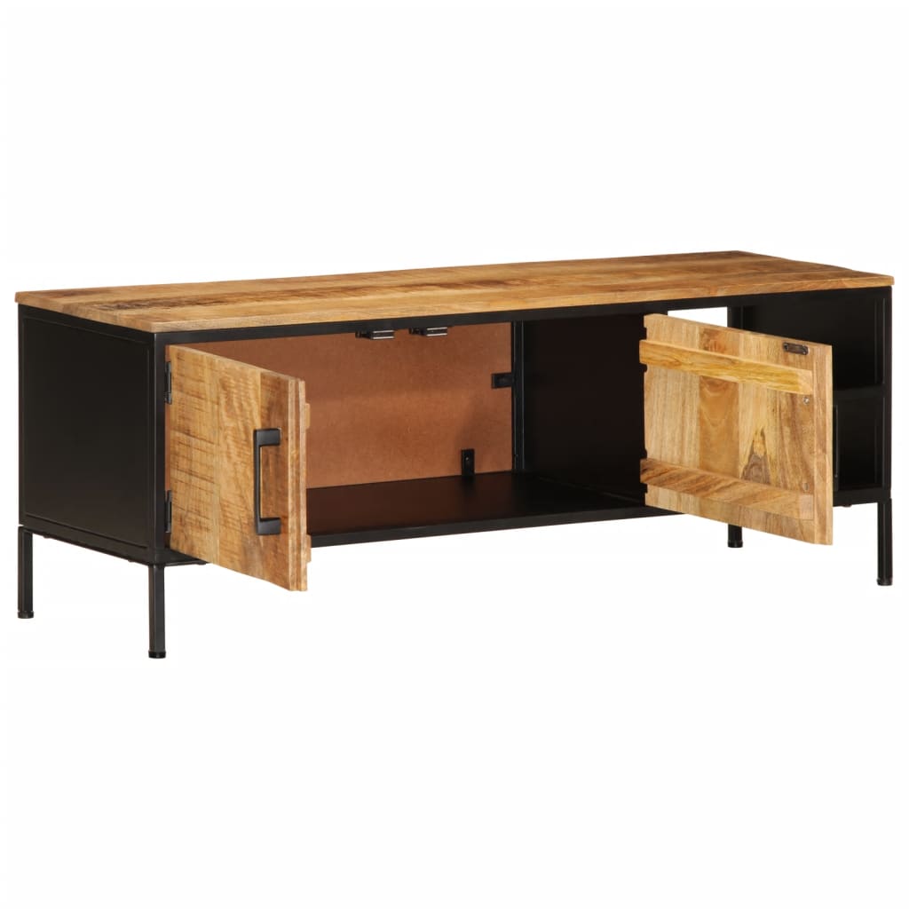 Meuble TV 110x35x40 cm bois massif de manguier brut - XIOS