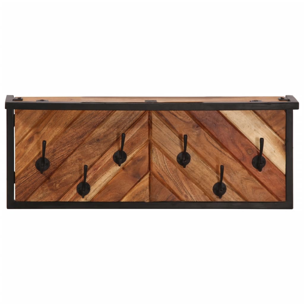 Porte-manteau mural avec 6 crochets bois massif d'acacia - XIOS