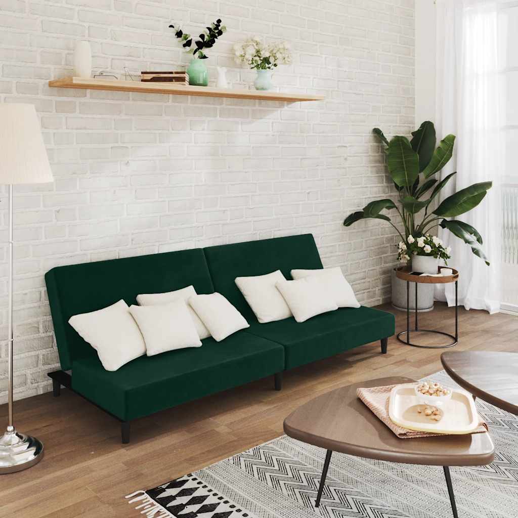 Canapé-lit à 2 places vert foncé velours - XIOS