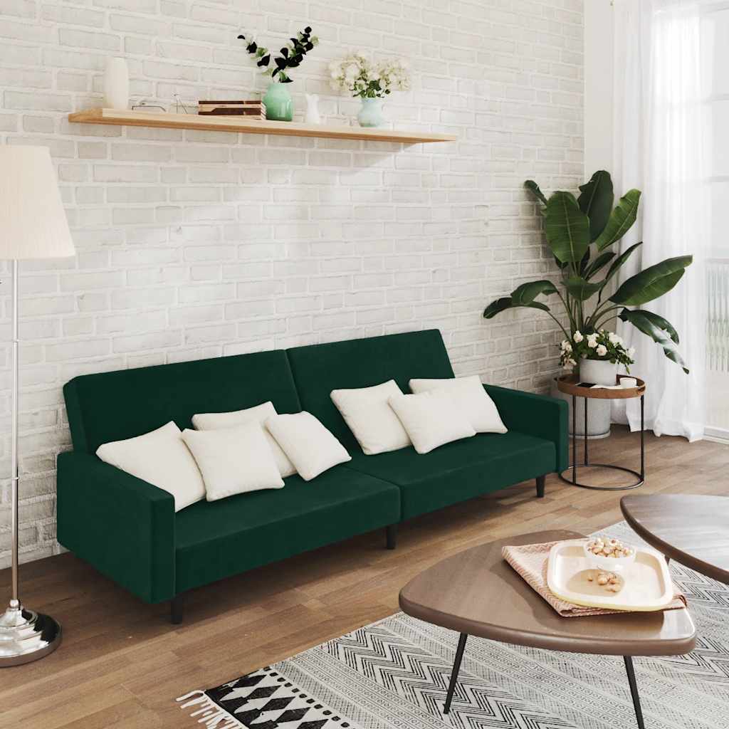 Canapé-lit à 2 places vert foncé velours - XIOS