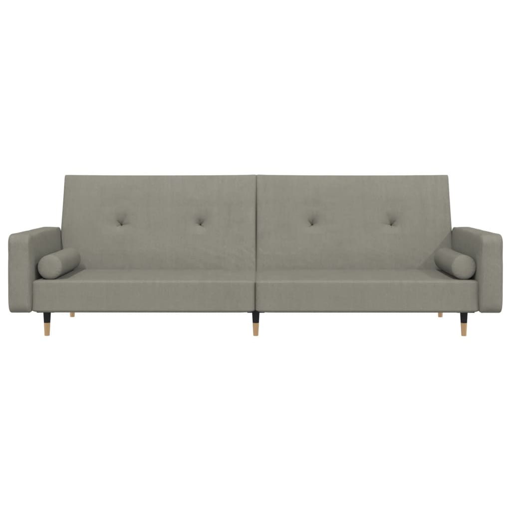 Canapé-lit à 2 places avec deux oreillers Gris clair Velours - XIOS