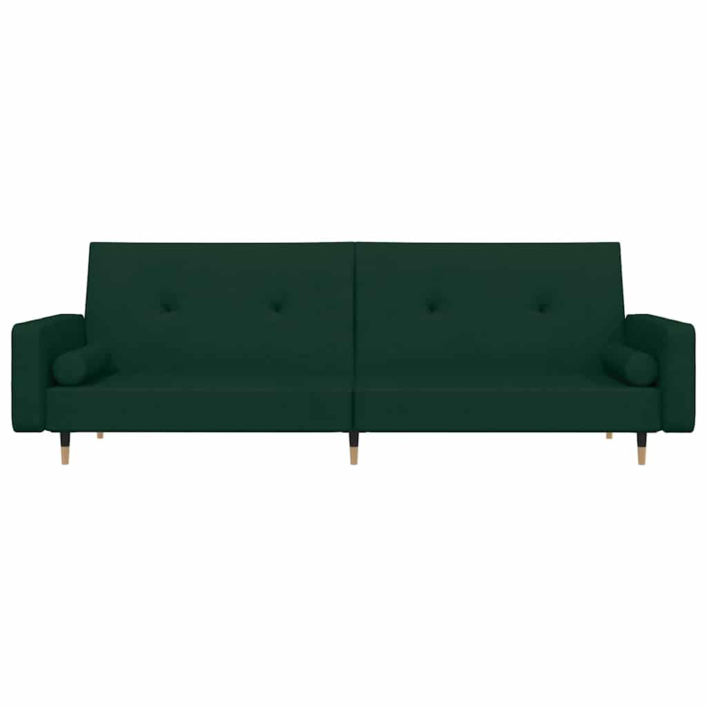 Canapé-lit à 2 places avec deux oreillers Vert foncé Velours - XIOS