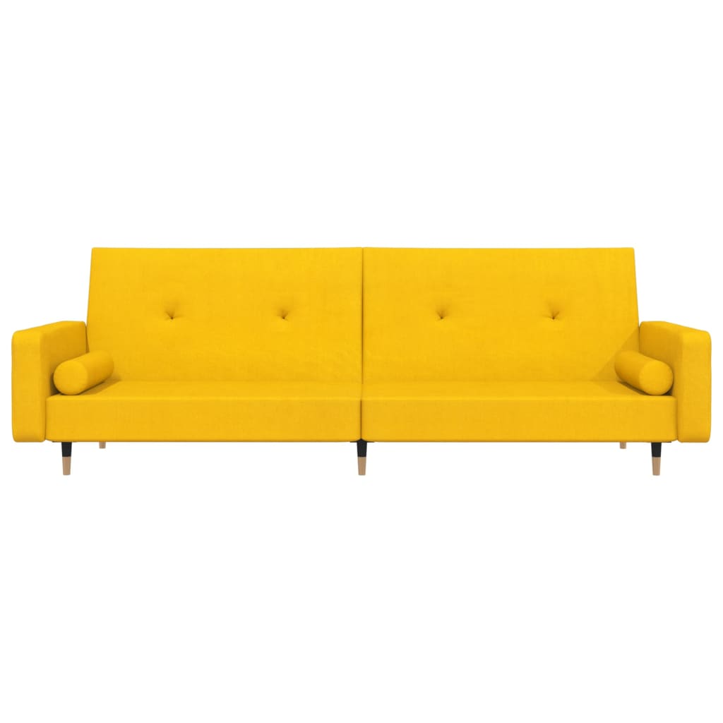 Canapé-lit à 2 places avec deux oreillers Jaune Velours - XIOS