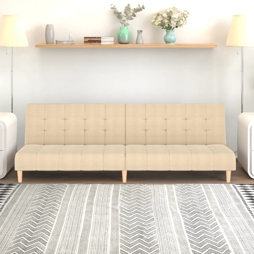 Canapé-lit à 2 places crème tissu - XIOS