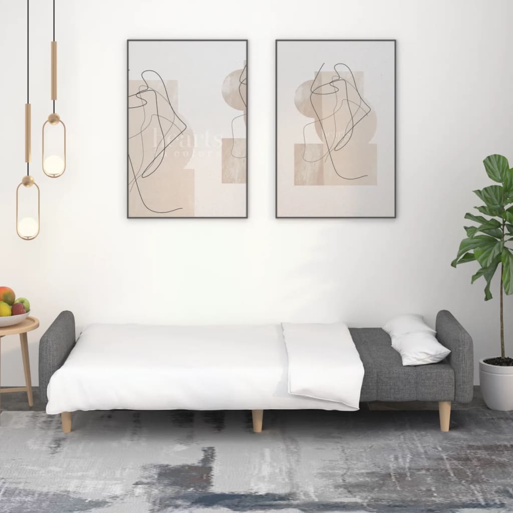 Canapé-lit à 2 places gris clair tissu - XIOS