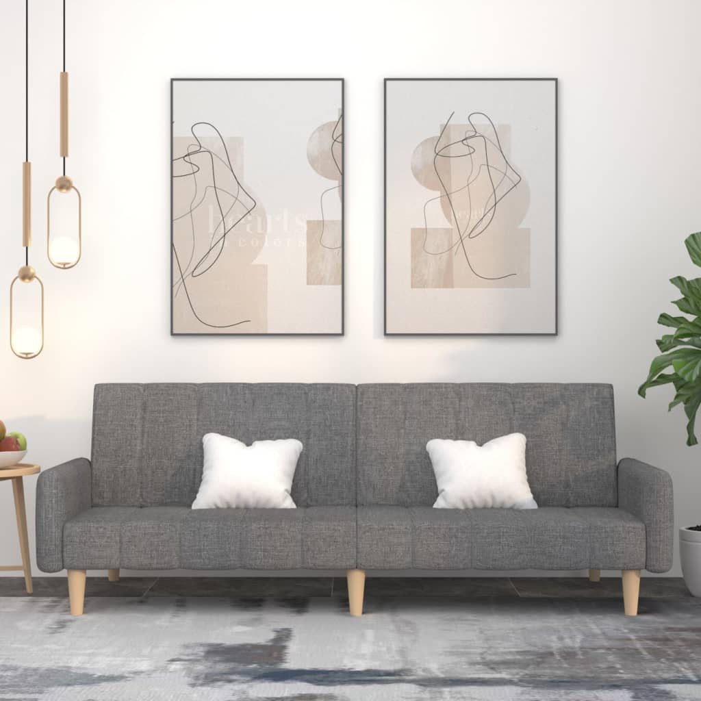 Canapé-lit à 2 places gris clair tissu - XIOS