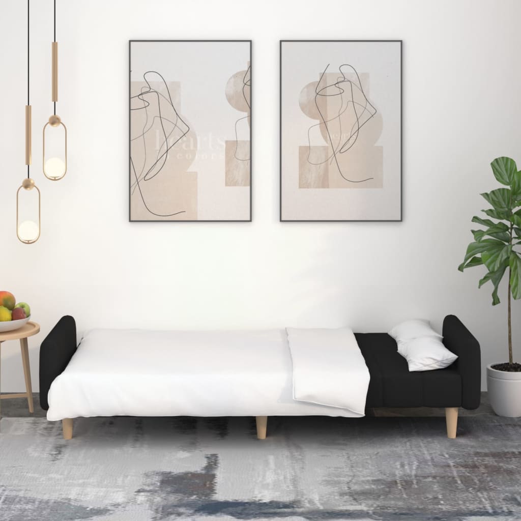 Canapé-lit à 2 places noir tissu - XIOS