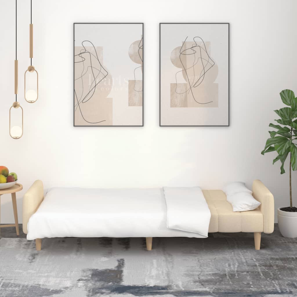 Canapé-lit à 2 places crème tissu - XIOS