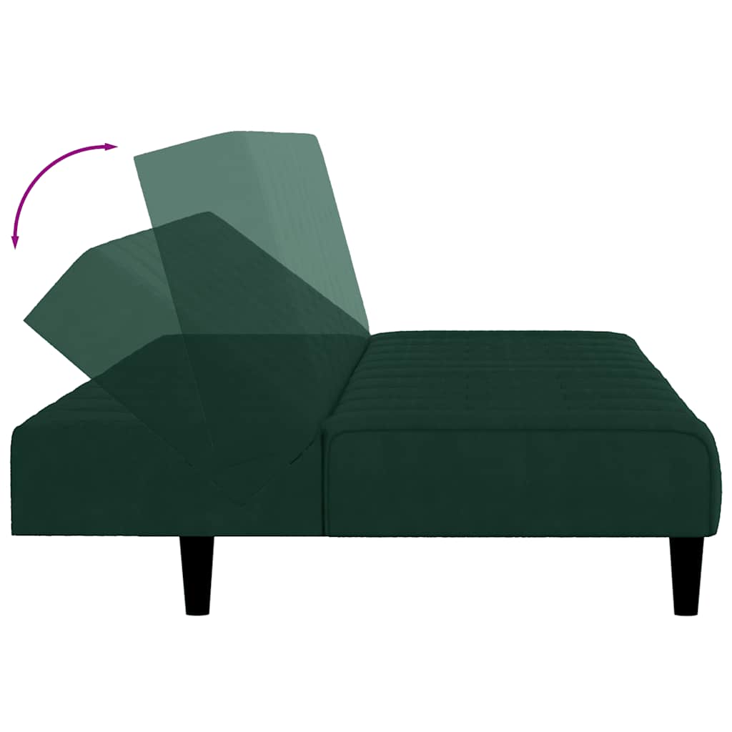 Canapé-lit à 2 places vert foncé velours - XIOS