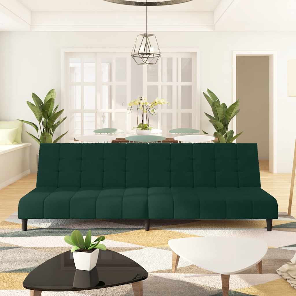 Canapé-lit à 2 places vert foncé velours - XIOS